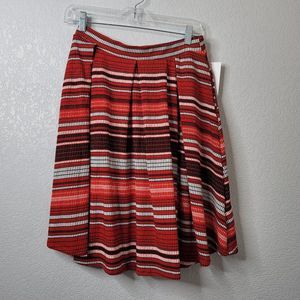 LulaRoe stretch pull on circle skirt red gray black striped skirt